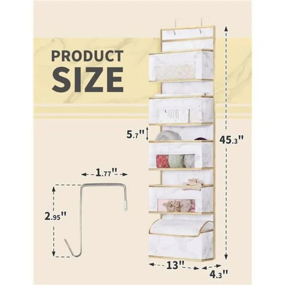 Over Door Hanging Organizer 5 Shelf Marble Closet Storage for Bathroom Nursery